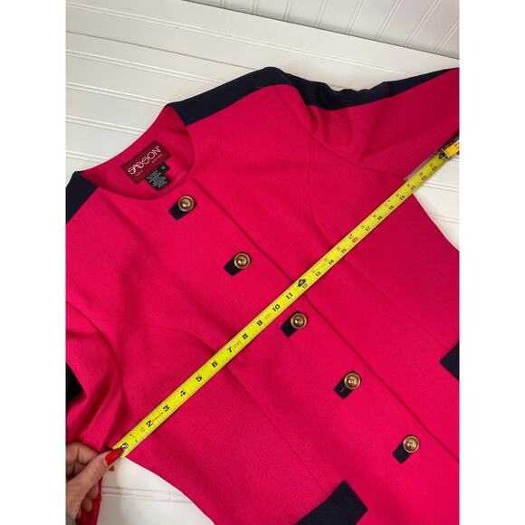 NWT Vintage SASSON Paris New York Blazer Jacket Pink Navy 80s / 90s Size 14 - Picture 3 of 7